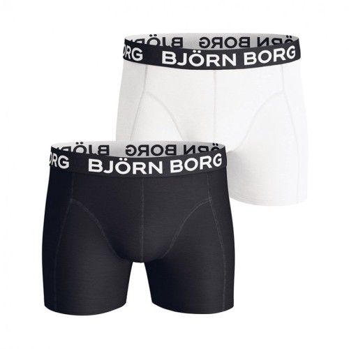 Férfi boxer Björn Borg 2-pack Solid Cotton Stretch fehér és fekete Férfi boxer Björn Borg 2-pack Solid Cotton Stretch fehér és fekete