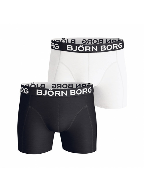 Férfi boxer Björn Borg 2-pack Solid Cotton Stretch fehér és fekete