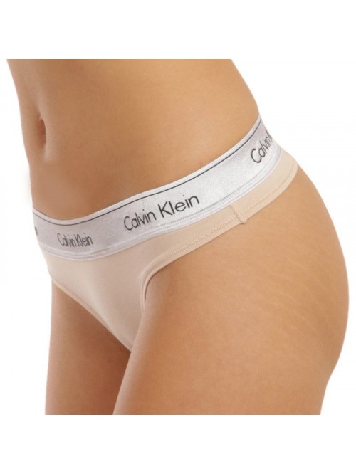 Női Tanga Calvin Klein MC Metallic-Thong Bézs