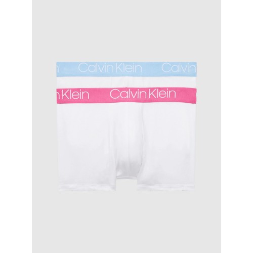 Férfi boxeralsók Calvin Klein Cotton Stretch Trunk fehér színes sávokkal 2-pack Férfi boxeralsók Calvin Klein Cotton Stretch Trunk fehér színes sávokkal 2-pack