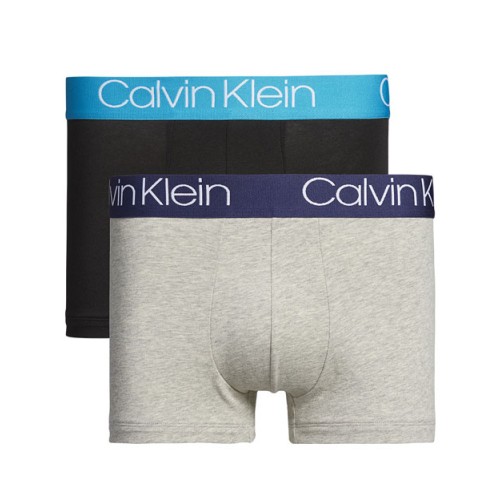 Férfi boxeralsók Calvin Klein Cotton Stretch Trunk fekete, szürke színes sávokkal 2-pack Férfi boxeralsók Calvin Klein Cotton Stretch Trunk fekete, szürke színes sávokkal 2-pack