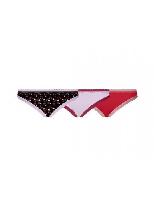 Calvin Klein női Bottoms Up Refresh bikini alsónemű fekete, fehér, piros 3 darabos csomag
