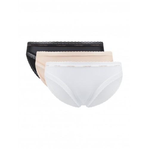 Női alsónemű Calvin Klein Bikini csipkével fekete, fehér, bézs 3-pack Női alsónemű Calvin Klein Bikini csipkével fekete, fehér, bézs 3-pack