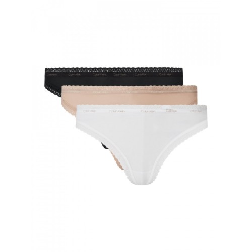 Női csipkés tanga alsónemű Calvin Klein fekete, fehér, bézs 3-pack Női csipkés tanga alsónemű Calvin Klein fekete, fehér, bézs 3-pack