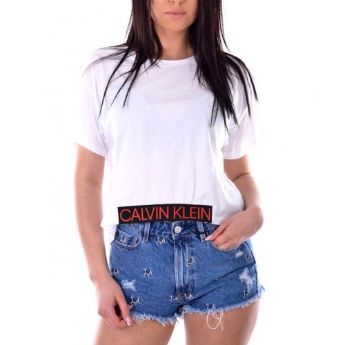 Női póló Calvin Klein Cropped Tee fehér Női póló Calvin Klein Cropped Tee fehér