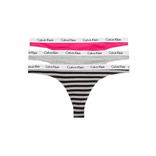 Calvin Klein Női Carousel Tanga Sötét Rózsaszín, Szürke, Csíkos 3-Pack