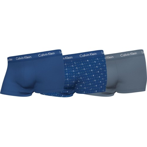 Calvin Klein férfi boxeralsók Cotton Stretch Low Rise Trunk, kék, 3-as csomag