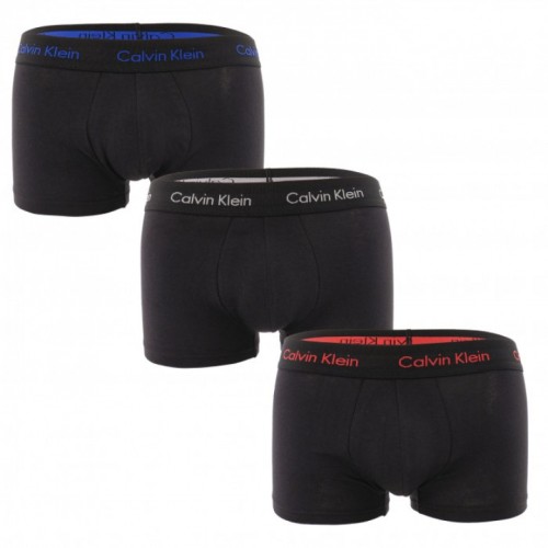 Calvin Klein férfi boxeralsók Cotton Stretch Low Rise Trunk, fekete színes felirattal, 3-as csomag
