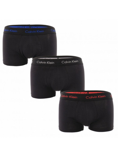 Calvin Klein férfi boxeralsók Cotton Stretch Low Rise Trunk, fekete színes felirattal, 3-as csomag