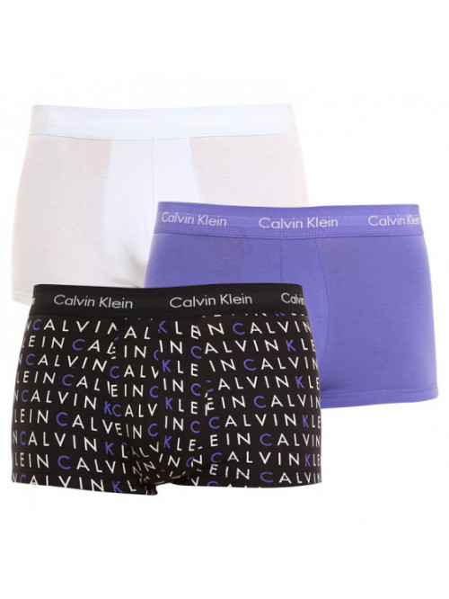 Calvin Klein férfi boxeralsók Cotton Stretch Low Rise Trunk, fehér, levendula, fekete, felirattal 3-...