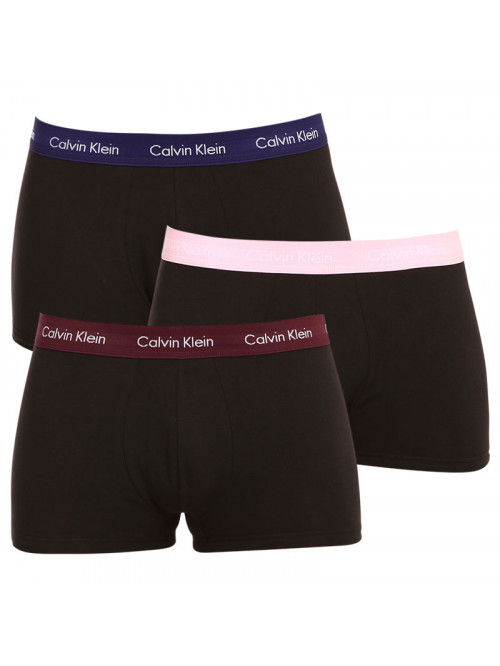 Férfi Calvin Klein Cotton Stretch Boxeralsó Fekete 3-as csomagban - sötétkék, lila és rózsaszín deré...