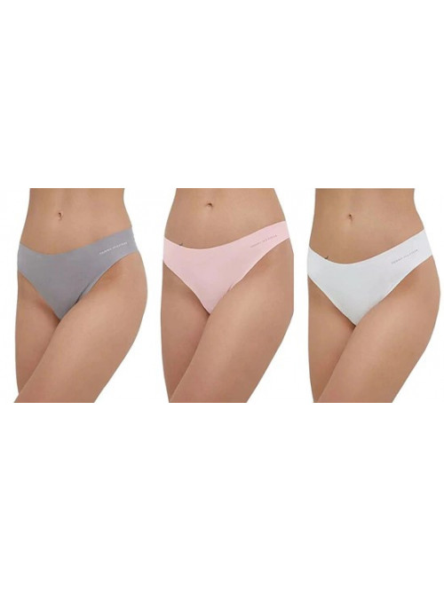 Tommy Hilfiger varrás nélküli brazil bikini női alsónemű 3-as csomag – Rózsaszín, Szürke, Fehér