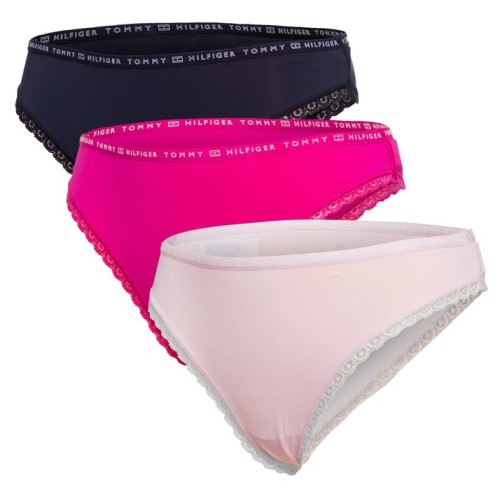 Tommy Hilfiger Recycled Micro Lace női bikini alsó Világos rózsaszín, Sötét rózsaszín, Fekete 3-as csomag