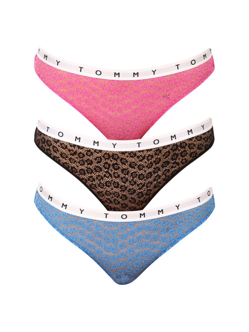 Tommy Hilfiger Csipkés Női Alsónemű Full Lace Bikini 3-Pack Többszínű - Rózsaszín, Fekete, Kék