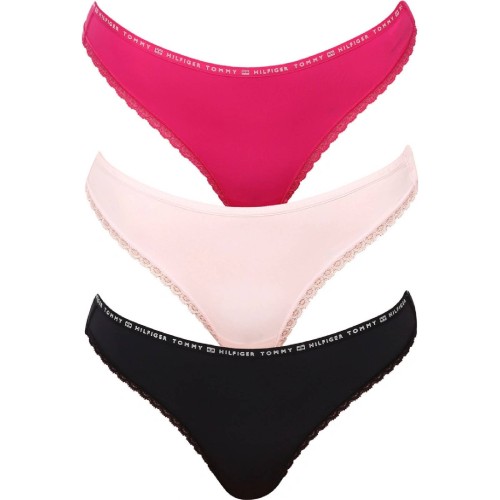 Tommy Hilfiger Recycled Micro Lace női tanga Világos rózsaszín, Sötét rózsaszín, Fekete 3-as csomag
