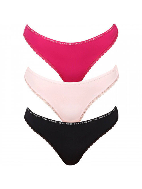 Tommy Hilfiger Recycled Micro Lace női tanga Világos rózsaszín, Sötét rózsaszín, Fekete 3-as csomag