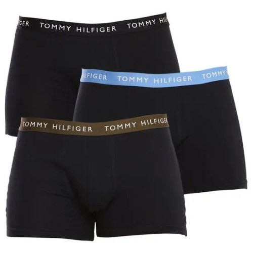 Férfi boxer Tommy Hilfiger Recycled Essentials Trunk sötétkék színes csíkokkal 3-pack