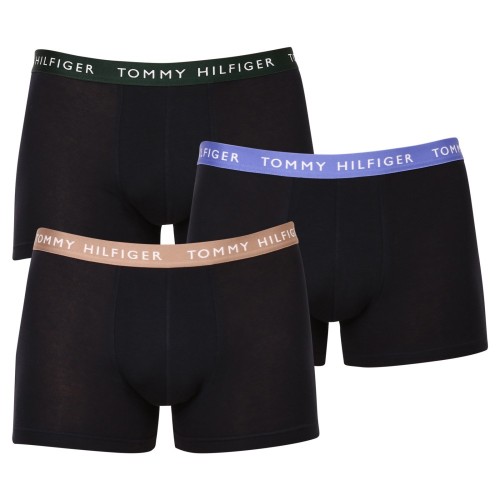 Férfi boxer Tommy Hilfiger Recycled Essentials Trunk WB fekete színes derékpántokkal 3-pack