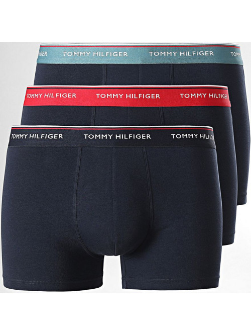 Férfi Boxer Tommy Hilfiger Premium Essentials WB Trunk Sötétkék Fekete, Mentazöld és Piros Derékszal...