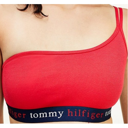 Női melltartó Tommy Hilfiger Asymetric Bralette Stretch Organic Cotton piros Női melltartó Tommy Hilfiger Asymetric Bralette Stretch Organic Cotton piros