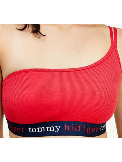 Női melltartó Tommy Hilfiger Asymetric Bralette Stretch Organic Cotton piros