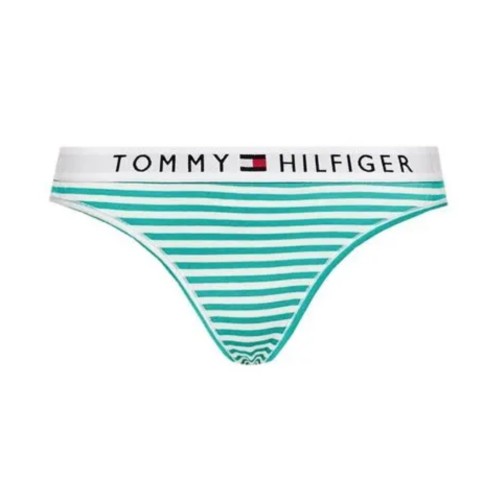 Női tanga alsónemű Tommy Hilfiger Stripe Stretch Organic Cotton zöld-fehér csíkos Női tanga alsónemű Tommy Hilfiger Stripe Stretch Organic Cotton zöld-fehér csíkos