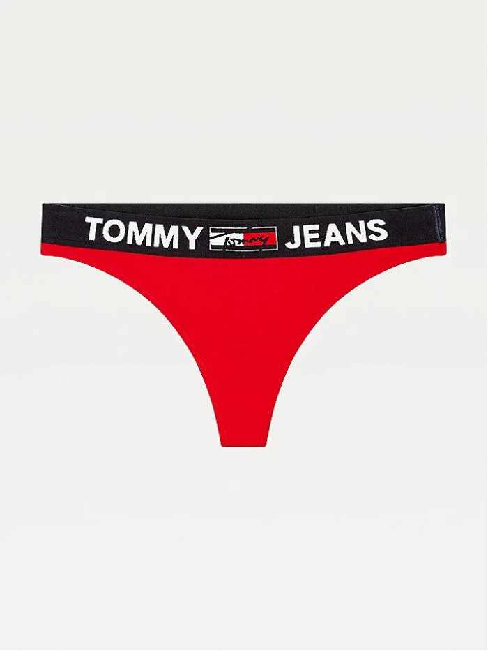Női tanga alsónemű Tommy Hilfiger Contrast Waistband Logo Thong piros