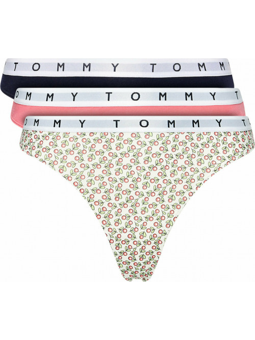 Tommy Hilfiger Női Print Tanga 3-Pack Többszínű - Rózsaszín, Fehér, Fekete