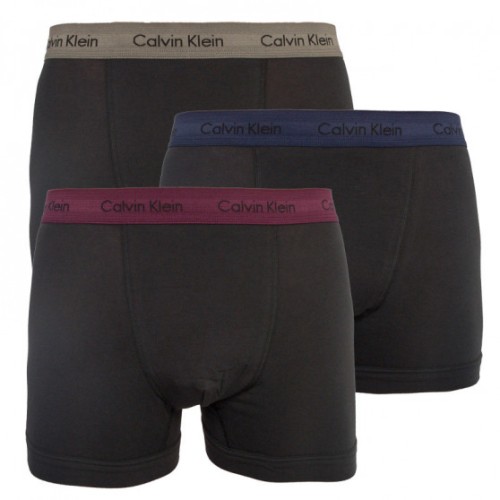 Férfi boxeralsó Calvin Klein Cotton Stretch Trunk fekete színes sávokkal 3-pack Férfi boxeralsó Calvin Klein Cotton Stretch Trunk fekete színes sávokkal 3-pack