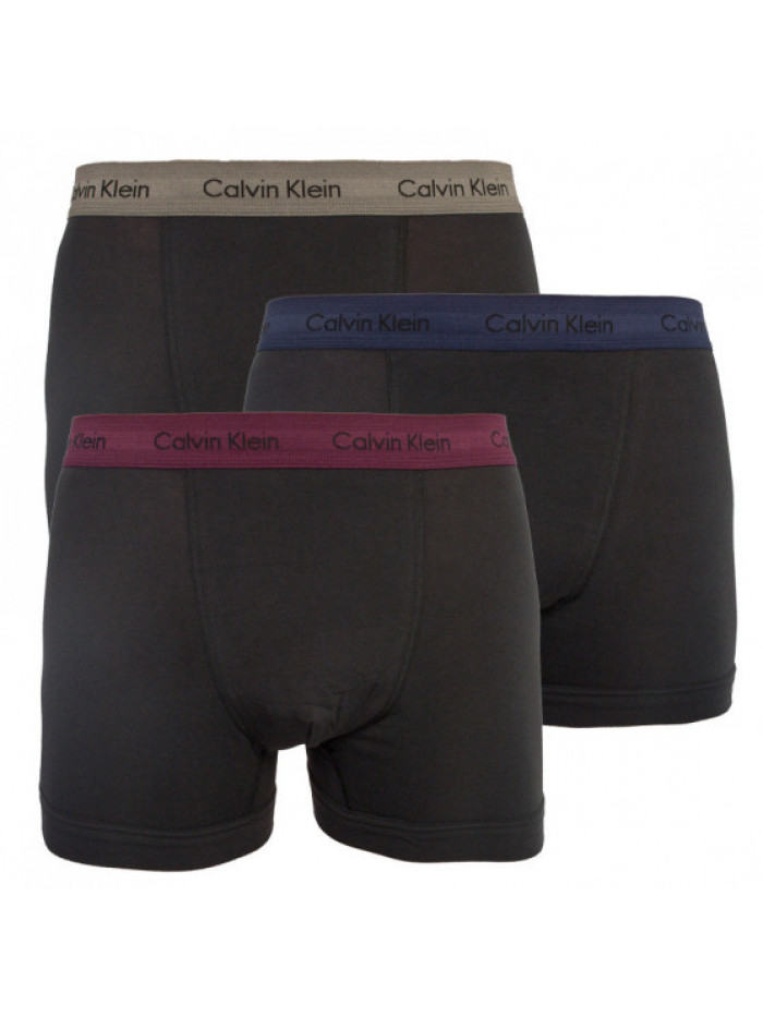 Férfi boxeralsó Calvin Klein Cotton Stretch Trunk fekete színes sávokkal 3-pack
