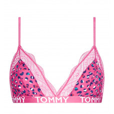 Női melltartó Tommy Hilfiger Print Stretch Lace Triangle Bra rózsaszín