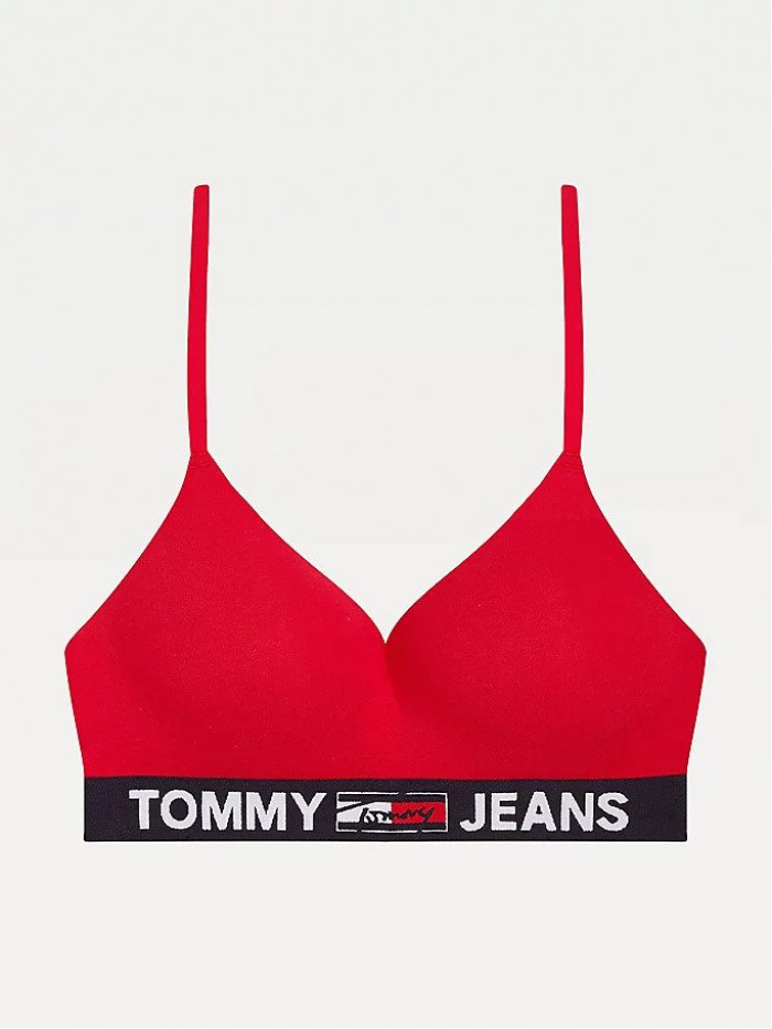Női melltartó Tommy Hilfiger Triangle Lightly Padded Logo piros
