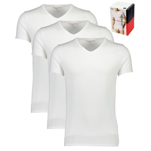 Férfi pólók Tommy Hilfiger V-Neck Tee SS fehér 3-pack