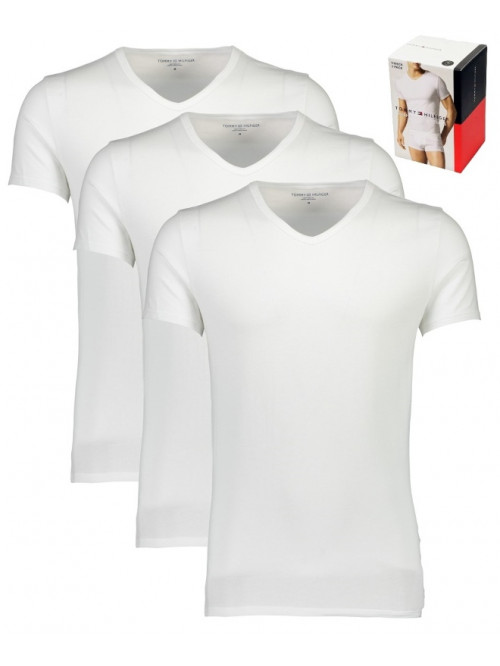 Férfi pólók Tommy Hilfiger V-Neck Tee SS fehér 3-pack