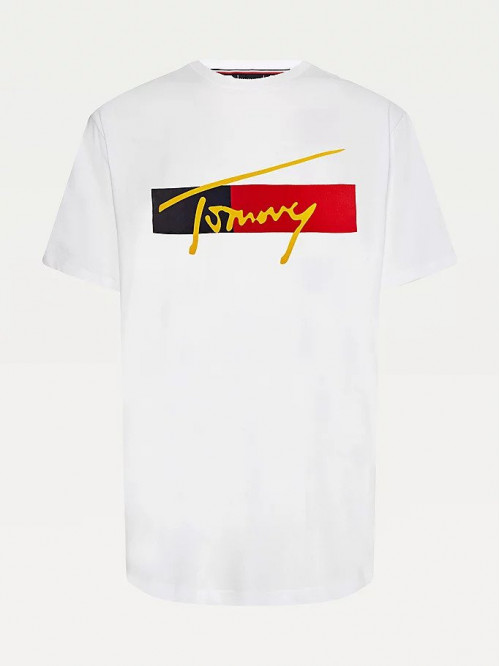 Férfi póló Tommy Hilfiger Organic Cotton Logo fehér