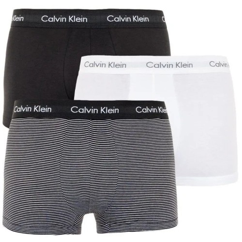 Férfi boxeralsók Calvin Klein Low Rise fekete, fehér, csíkos 3-pack