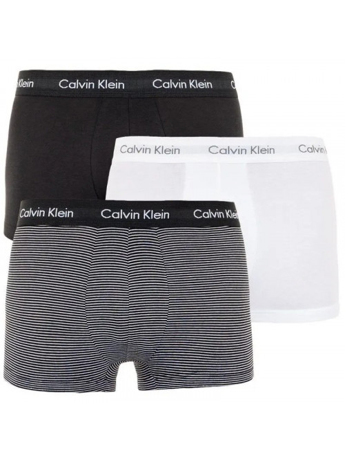 Férfi boxeralsók Calvin Klein Low Rise fekete, fehér, csíkos 3-pack