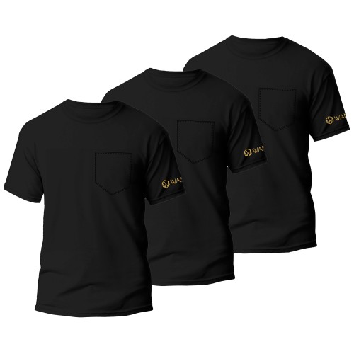Férfi Pure Black Wantee Póló Fekete 3-as Csomagolás